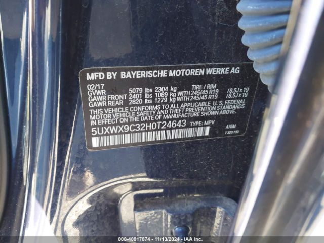 5UXWX9C32H0T24643 BMW X3 Xdrive28i
