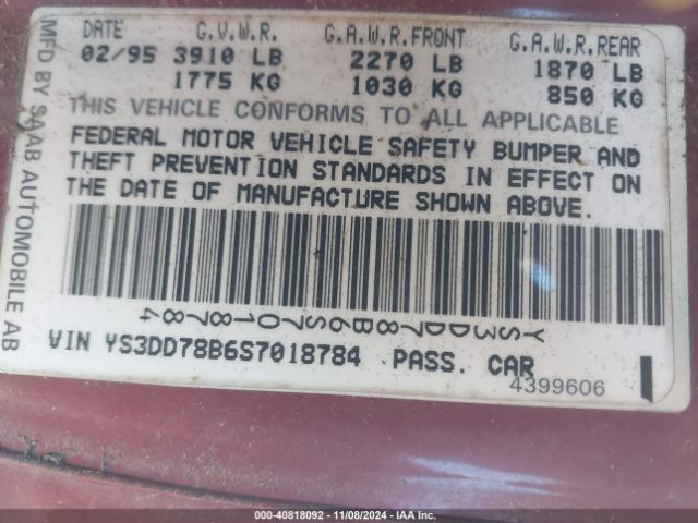 1995 SAAB 900 YS3DD78B6S7018784 Photo 8