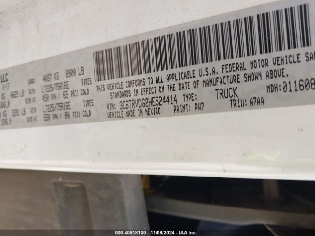 3C6TRVDG2HE524414 RAM Promaster 2500 High Roof 159 Wb