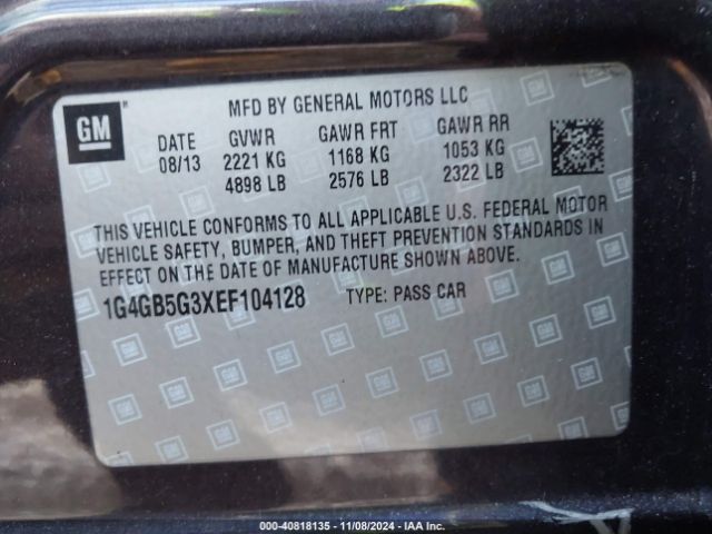 1G4GB5G3XEF104128 Buick Lacrosse Leather Group