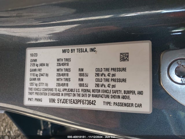 2023 TESLA MODEL 3 5YJ3E1EA3PF673642 Photo 8