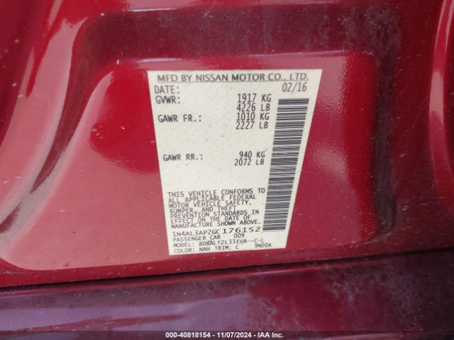 1N4AL3AP2GC176152 Nissan Altima 2.5 Sl
