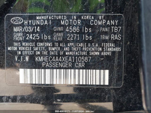 KMHEC4A4XEA110587 Hyundai Sonata Hybrid Limited
