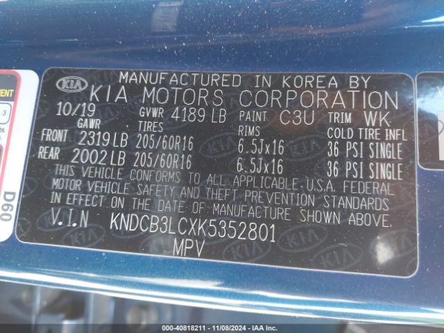 KNDCB3LCXK5352801 KIA NIRO LX