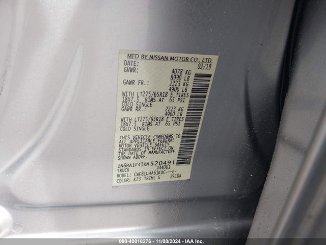 1N6BA1F41KN520491 Nissan Titan Xd Pro-4x Diesel