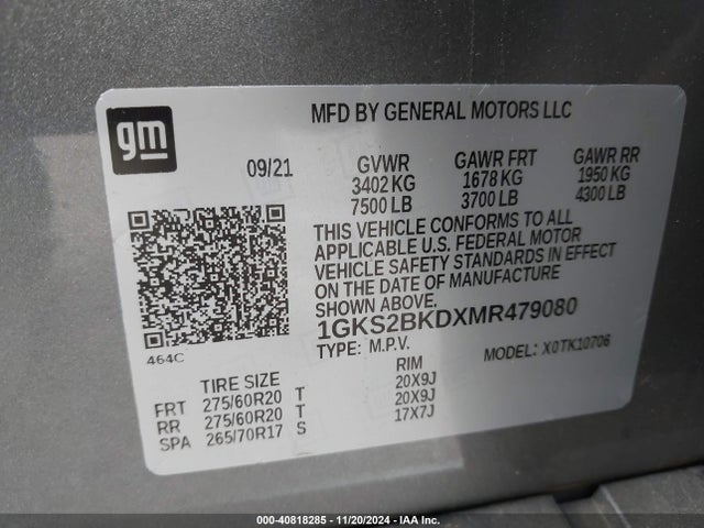 GMC Yukon 4wd Slt 2021 1GKS2BKDXMR479080 Image 9