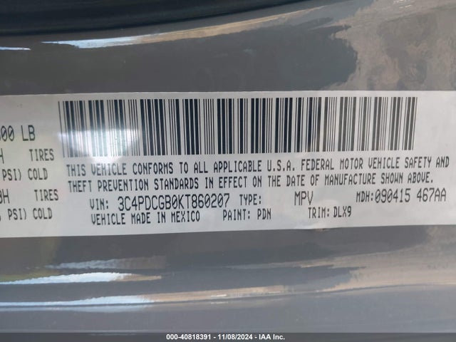 3C4PDCGB0KT860207 Dodge Journey Crossroad