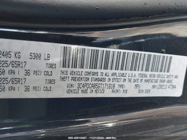 3C4PDCAB5GT171618 Dodge JOURNEY SE