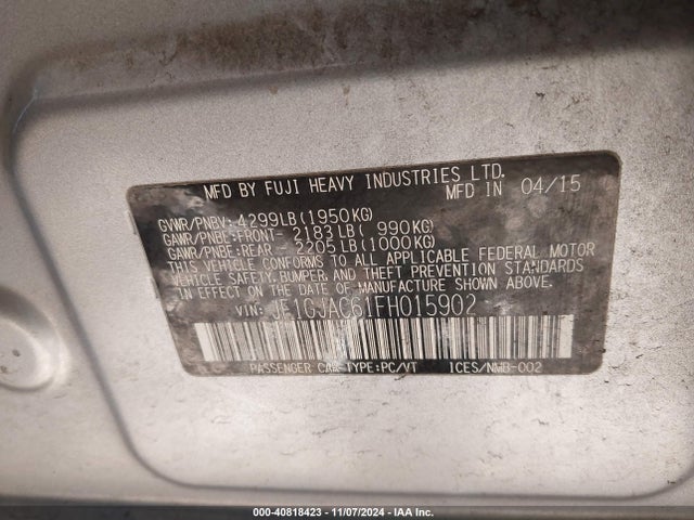 JF1GJAC61FH015902 Subaru Impreza 2.0i Premium