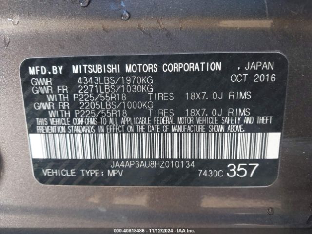 2017 MITSUBISHI OUTLANDER SPORT JA4AP3AU8HZ010134 Photo 8