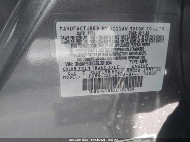 3N8AP6DB5SL301954 Nissan KICKS SR