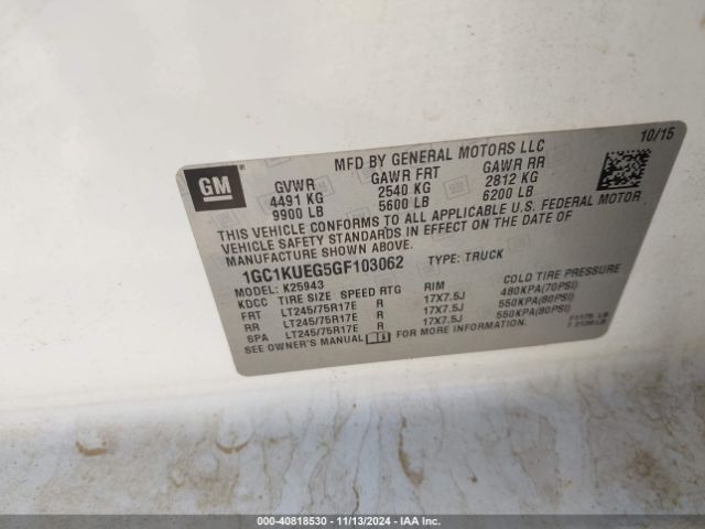 1GC1KUEG5GF103062 Chevrolet Silverado 2500hd Wt
