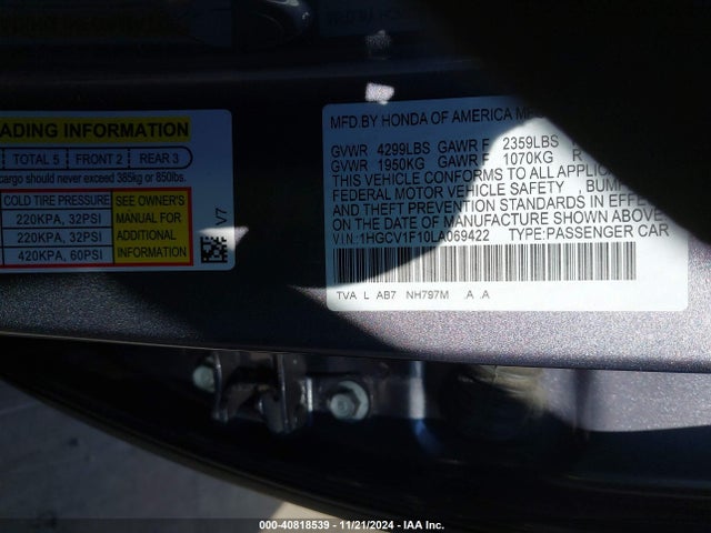 1HGCV1F10LA069422 Honda ACCORD LX