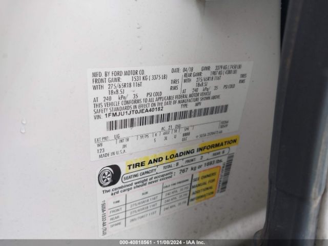 1FMJU1JT0JEA40182 Ford Expedition Xlt