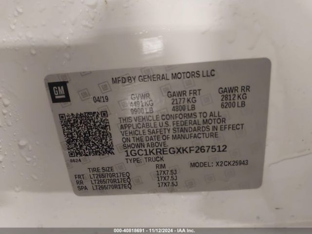 1GC1KREGXKF267512 Chevrolet Silverado 2500hd Wt