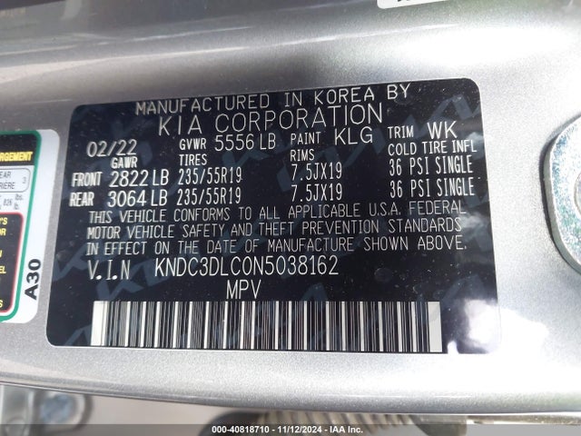 KIA Ev6 Wind 2022 KNDC3DLC0N5038162 Image 9