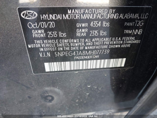 Hyundai SONATA SE 2021 5NPEG4JA8MH077739 Image 9