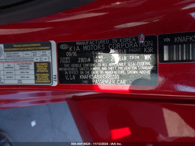 KIA FORTE LX 2017 KNAFK5A8XH5681110 Image 9