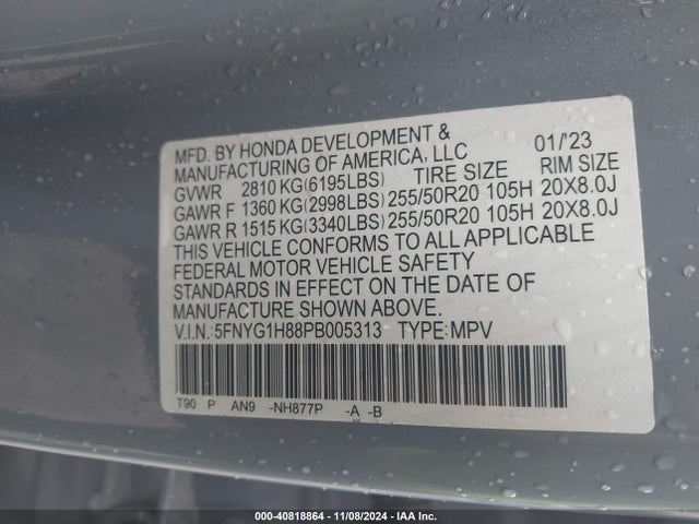 Honda Pilot Awd Elite 2023 5FNYG1H88PB005313 Image 9