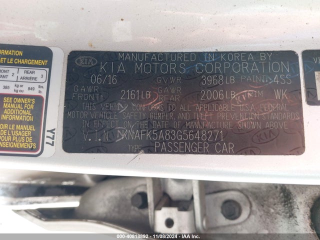 KIA FORTE LX 2016 KNAFK5A83G5648271 Image 9