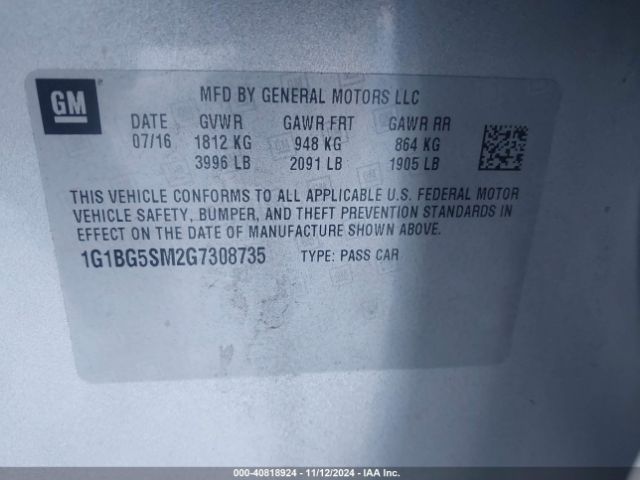 1G1BG5SM2G7308735 Chevrolet Cruze Premier Auto