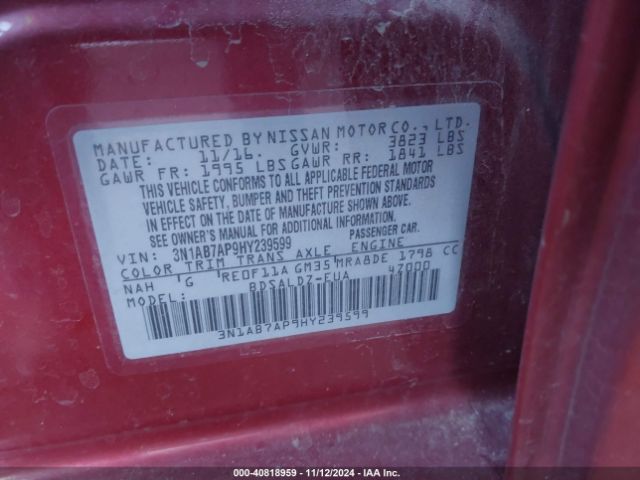 3N1AB7AP9HY239599 Nissan SENTRA SV