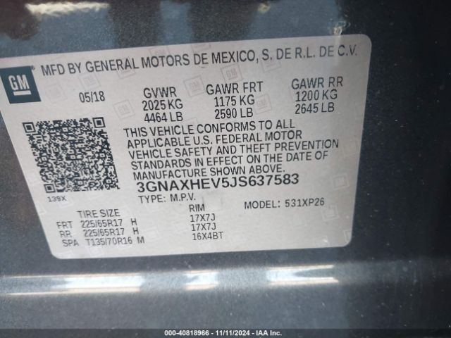 3GNAXHEV5JS637583 Chevrolet EQUINOX LS