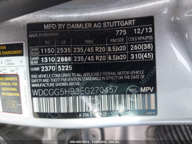 WDCGG5HB3EG270457 Mercedes-Benz GLK 350