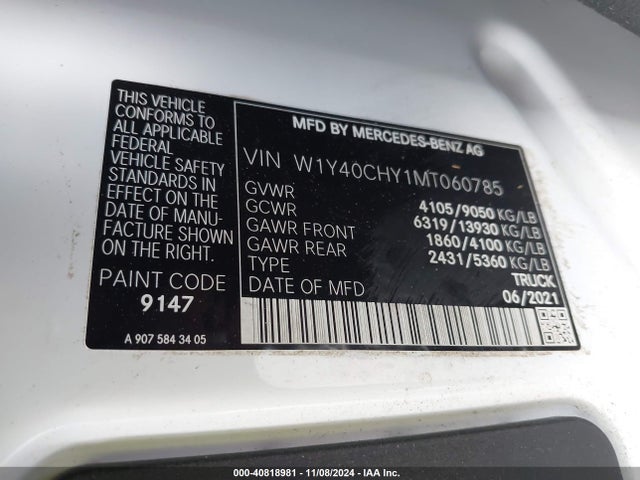 W1Y40CHY1MT060785 Mercedes-Benz Sprinter 2500 High Roof I4
