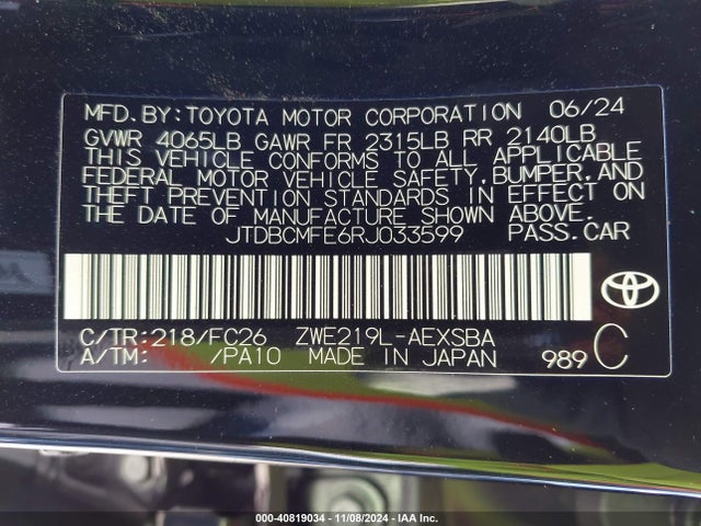 Toyota Corolla Hybrid Se 2024 JTDBCMFE6RJ033599 Image 9