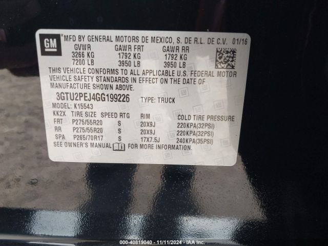 3GTU2PEJ4GG199226 GMC Sierra 1500 Denali