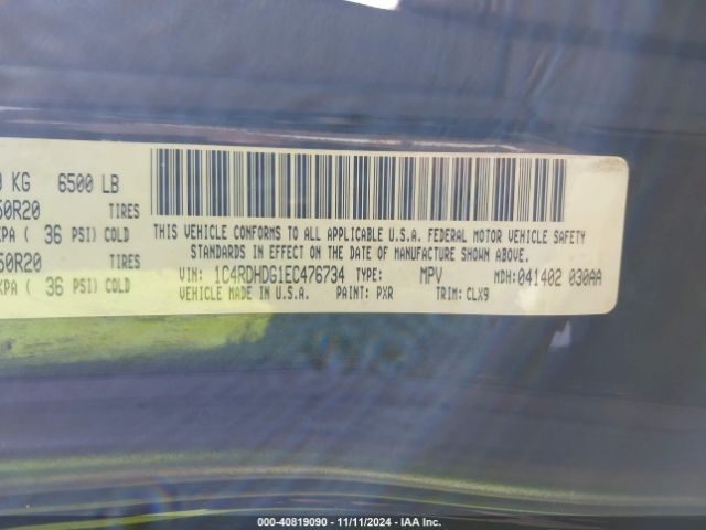 1C4RDHDG1EC476734 Dodge DURANGO LIMITED