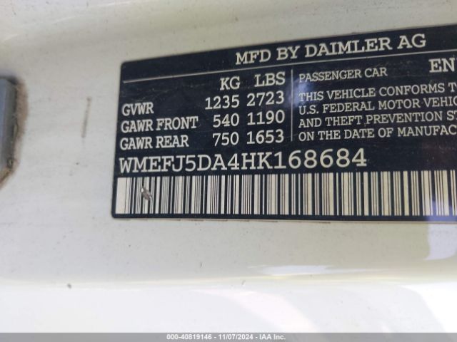 WMEFJ5DA4HK168684 Smart Fortwo