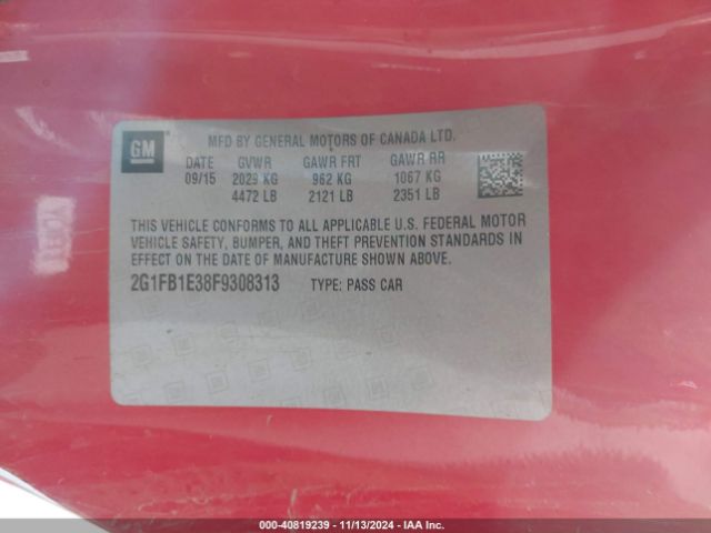 2G1FB1E38F9308313 Chevrolet Camaro 2ls
