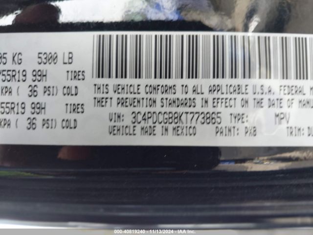 3C4PDCGB8KT773865 Dodge Journey Crossroad