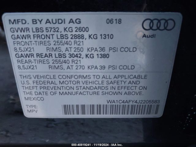 WA1C4AFY4J2205583 Audi Sq5 3.0t Premium Plus