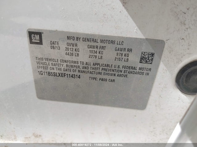 Chevrolet Malibu 1ls 2014 1G11B5SLXEF114314 Image 9
