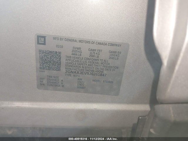 Chevrolet EQUINOX LT 2018 2GNAXJEV9J6261847 Image 9