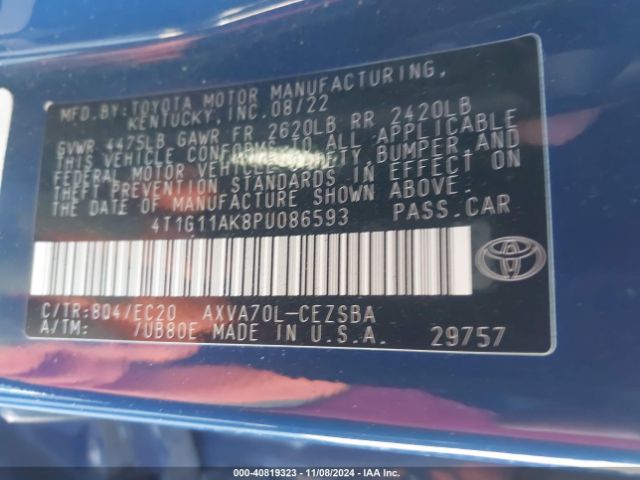 4T1G11AK8PU086593 Toyota Camry Se Nightshade Edition