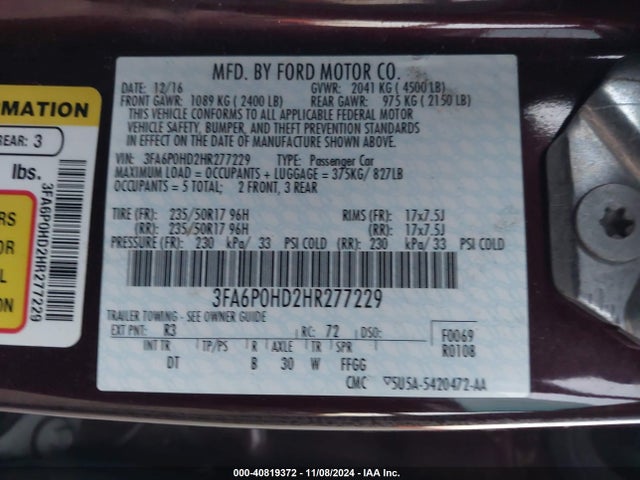 Ford 2017 2017 3FA6P0HD2HR277229 Image 21