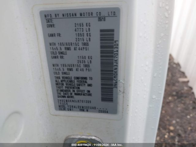3N6CM0KN3JK701309 Nissan Nv200 S