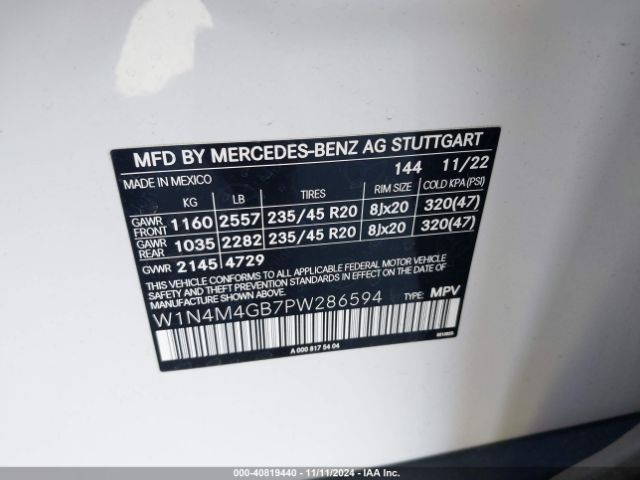 W1N4M4GB7PW286594 Mercedes-Benz GLB 250