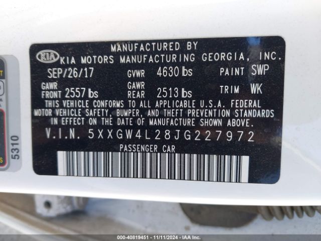 5XXGW4L28JG227972 KIA Optima Sx Turbo