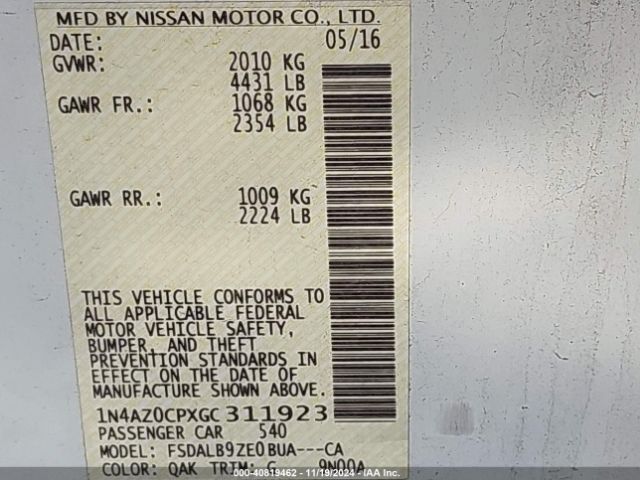 1N4AZ0CPXGC311923 Nissan LEAF S