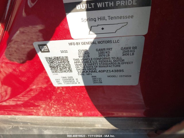 1GKKNML40PZ143895 GMC Acadia Fwd Slt