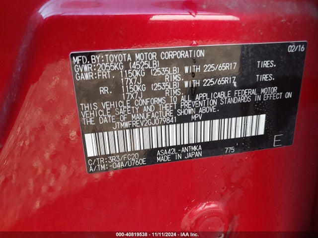 Toyota Rav4 Xle 2016 JTMWFREV2GJ079841 Image 9