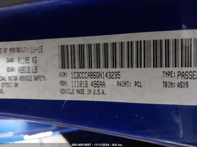 1C3CCCAB6GN143235 Chrysler 200 Limited