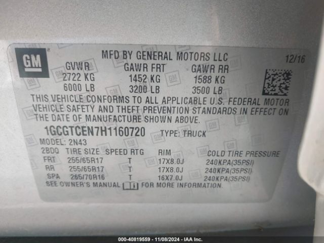 1GCGTCEN7H1160720 Chevrolet Colorado Lt