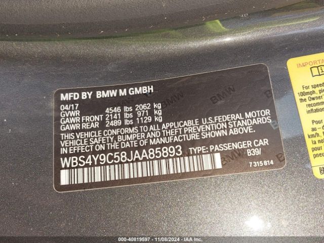 WBS4Y9C58JAA85893 BMW M4