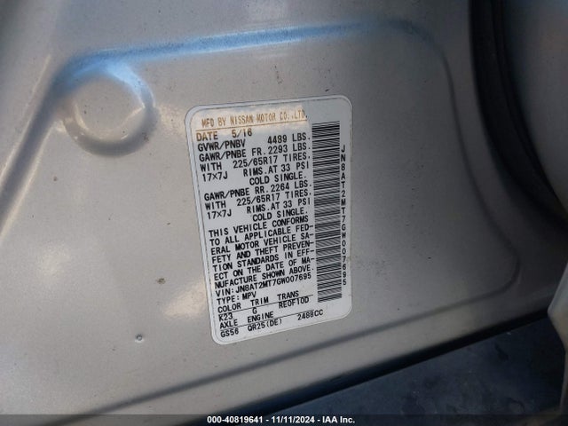 Nissan ROGUE S 2016 JN8AT2MT7GW007695 Image 9